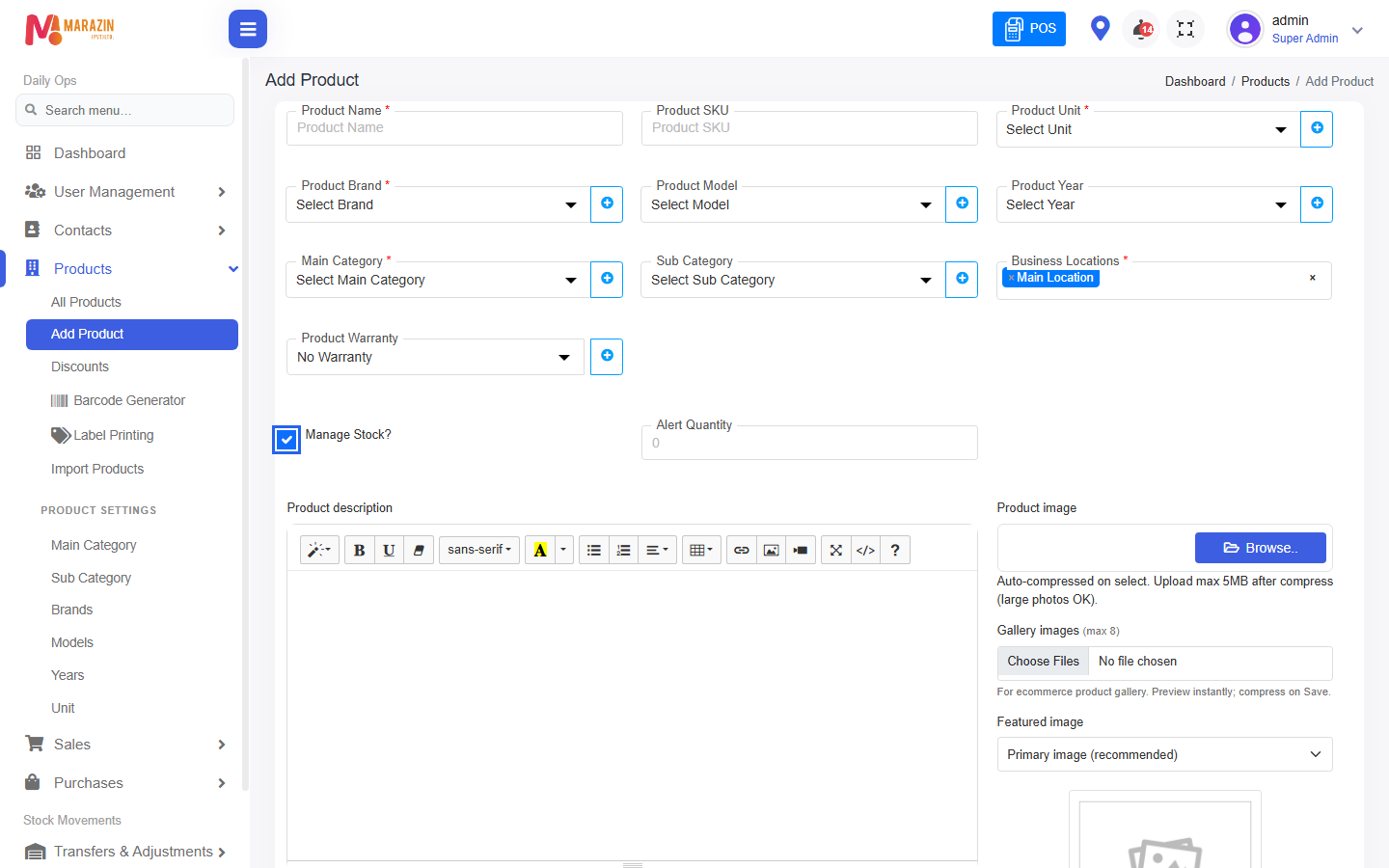 Add product form