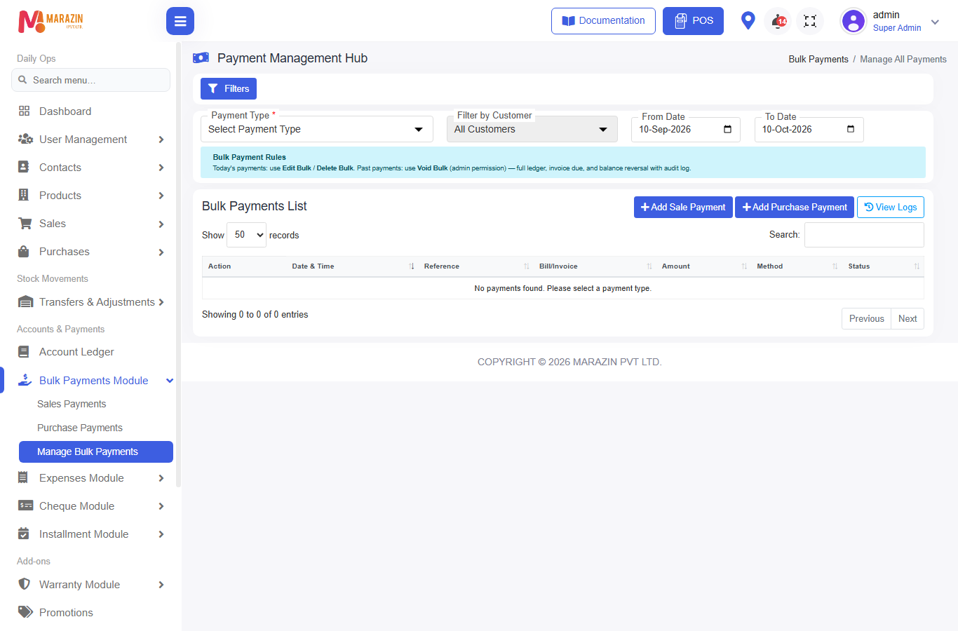 Manage Bulk Payments
