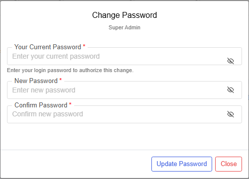 Change Password window