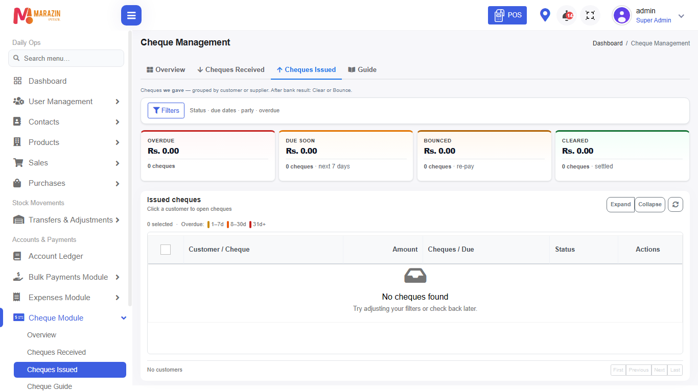 Cheque module reports