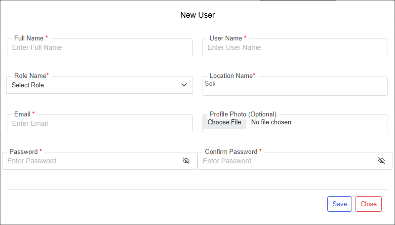 New User form